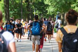 Students out and about on campus for the first day classes of the Fall 2021 semester.